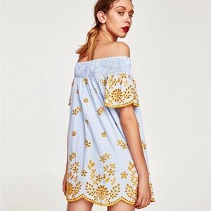 ZARA Embroidered Striped Dress